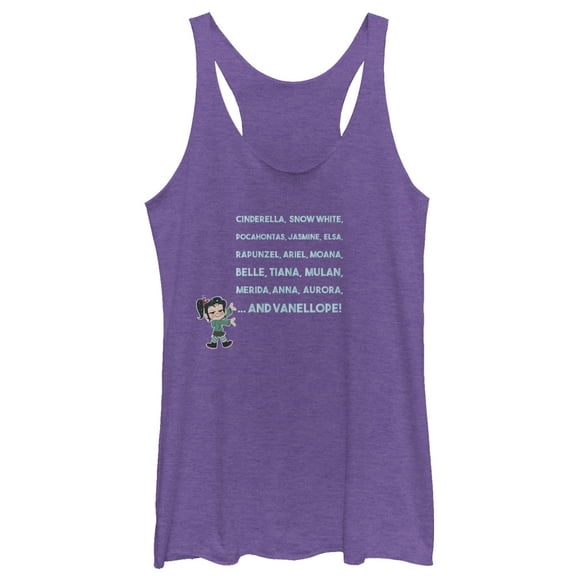 Women's Ralph Breaks the Internet Princess List  Racerback Tank Top Purple Heather Large