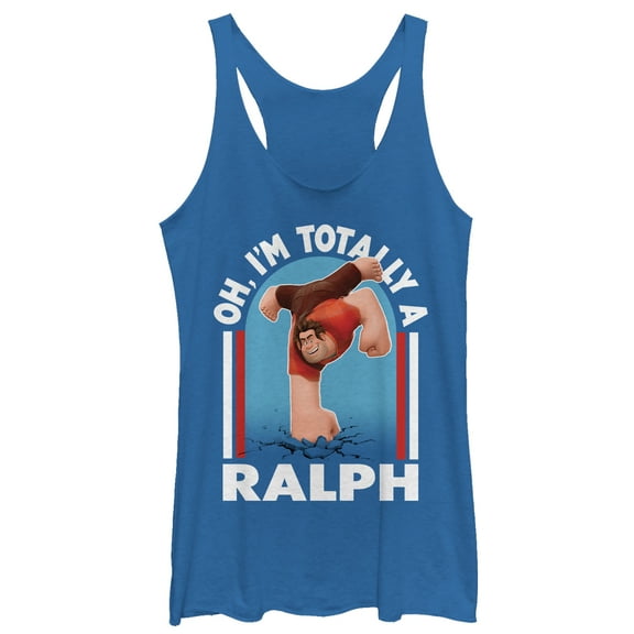 Women's Ralph Breaks the Internet Totally a Ralph  Racerback Tank Top Royal Blue Heather 2X Large