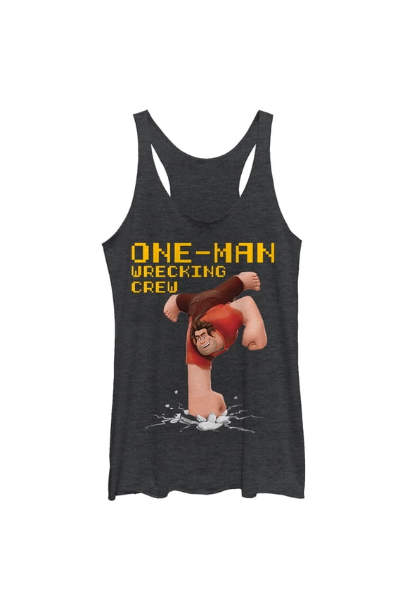 Women's Ralph Breaks the Internet Wrecking Crew Racerback Tank Top Black Heather 2X Large