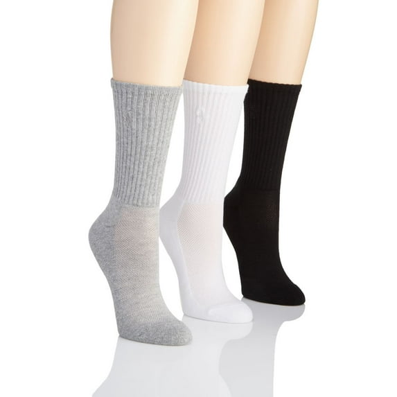 Women's Ralph Lauren 7310PK Cushioned Sole Mesh Top Crew Sock - 3 Pack (Assorted O/S)
