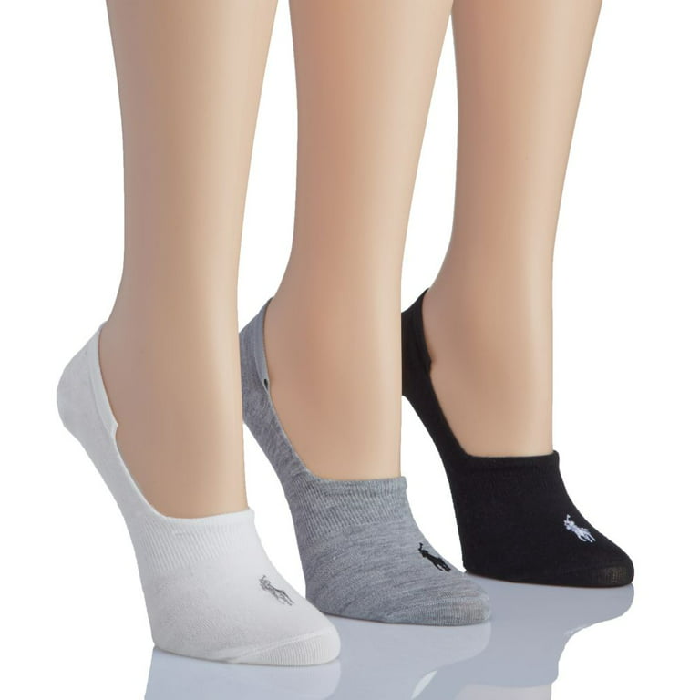 Women's Ralph Lauren 75107 Polo Sport Flat Knit Sneaker Liner Socks - 3  Pack (White O/S)