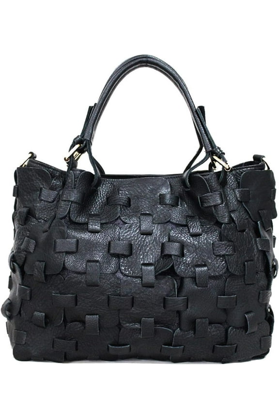 Women's Random Colorful Splicing Genuine Leather Handbag Designer Hand Woven Satchel Multicolor Shoulder Totes Crossbody Bag