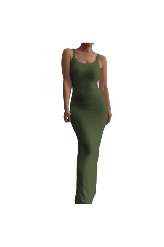 Women's Random Print Bodycon Dress 1 Piece Casual Sleeveless Long Dress For Beach Holiday Vacation Clothes Women Ladies Clothes