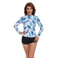 thumbnail image 1 of Women's Rash Guard 2-Piece UPF50+ Sun Protection Long Sleeve Swimsuit Top Swim Shirt and Shorts for Women Swimsuit Set, 1 of 6