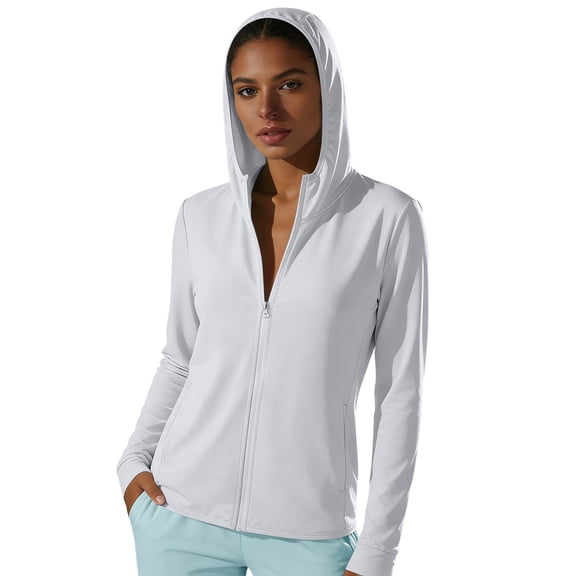 Women's Rash Guard Full Zip Hooded Athletic Coat Lightweight Cooling Feel Outdoor Sun Protection Jacket