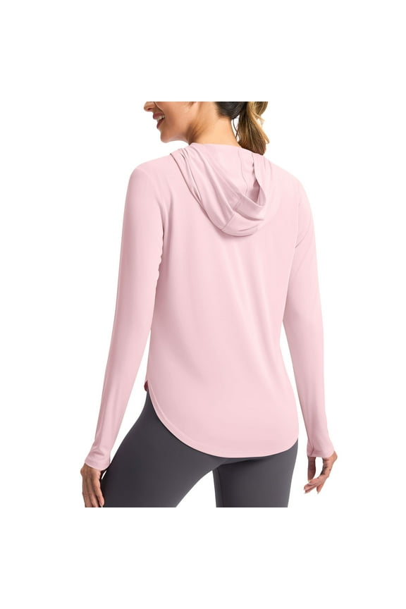 Women's Rash Guard Long Sleeve UV Sun Protection Shirts with Thin Hoodie UPF 50+ Lightweight SPF Tops for Hiking