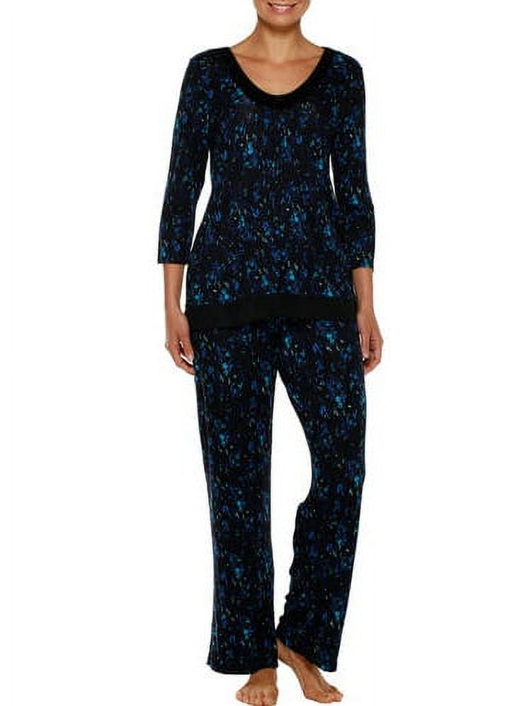Women's Rayon Long Sleeve Pajama Top with Rayon Sleep Pant 2 Piece