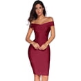 thumbnail image 1 of Women's Rayon Off Shoulder Bandage Bodycon Party Dress, 1 of 6