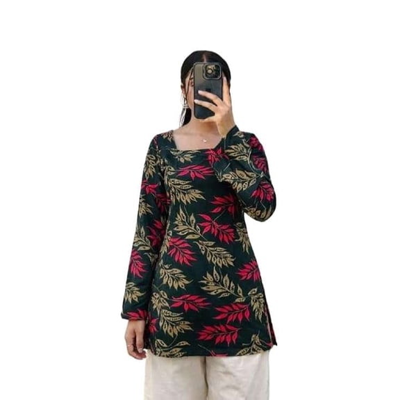 Women's Rayon Printed Straight Short Kurti