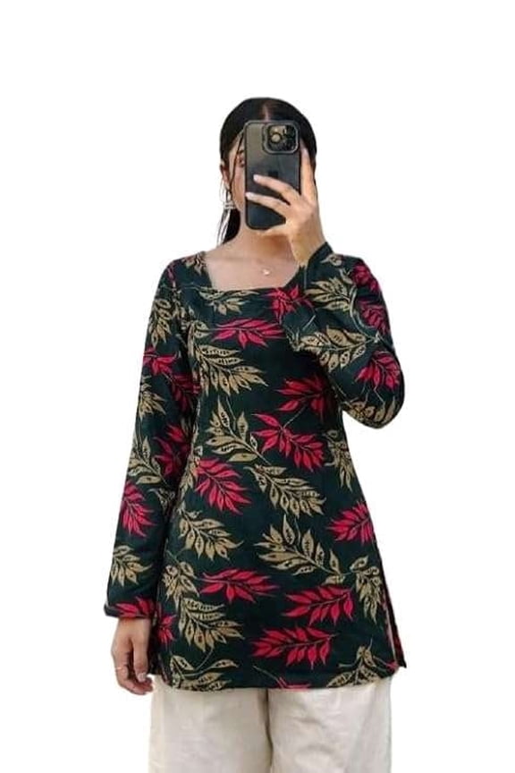 Women's Rayon Printed Straight Short Kurti
