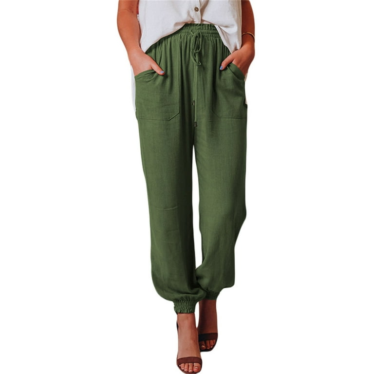 EACHIN Grils Pants Trend Girls Pants Cotton Thin Summer Cargo Pants  Multi-pocket Sweatpants Harem Pants Elastic Waist Long Pants