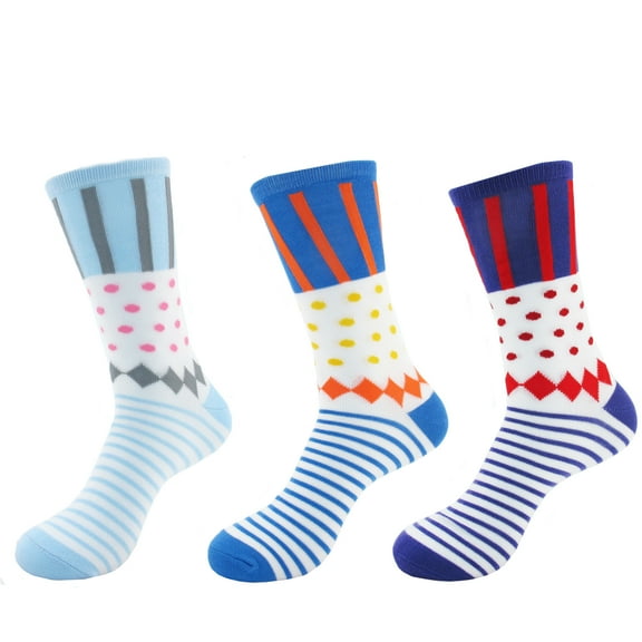 Women's Rayon from Bamboo Crazy Colorful Funky Casual Dress Polka Dot Stripe Socks - Assortment A - Shoe Size 4-9 - 3prs