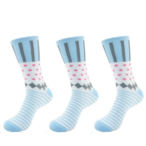 Women's Rayon from Bamboo Crazy Colorful Funky Casual Dress Polka Dot Stripe Socks - Light Blue - Shoe Size 4-9 - 3prs