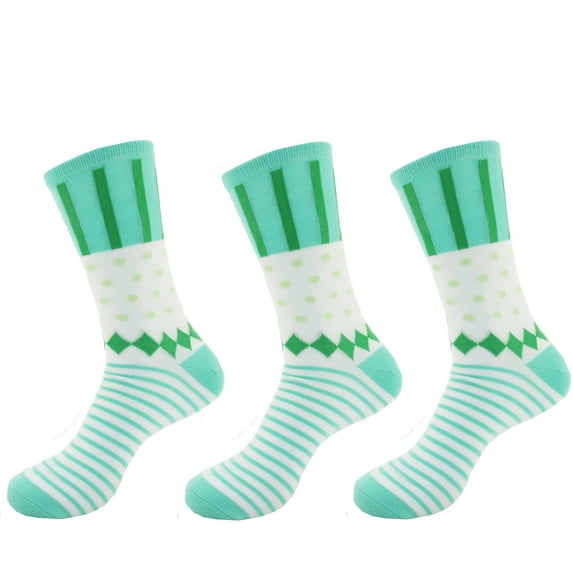 Women's Rayon from Bamboo Crazy Colorful Funky Casual Dress Polka Dot Stripe Socks - Light Green - Shoe Size 4-9 - 3prs