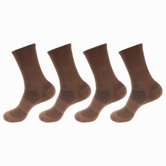 Women's Rayon from Bamboo Fiber Antibacterial Ultra Breathable Wicking Supported Toe and Heel Crew Socks - Extra Large - Brown - 4 Pairs