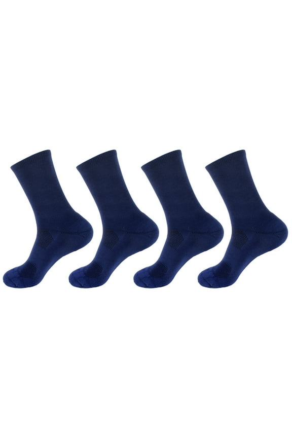 Women's Rayon from Bamboo Fiber Antibacterial Ultra Breathable Wicking Supported Toe and Heel Crew Socks - Extra Large - Navy - 4 Pairs