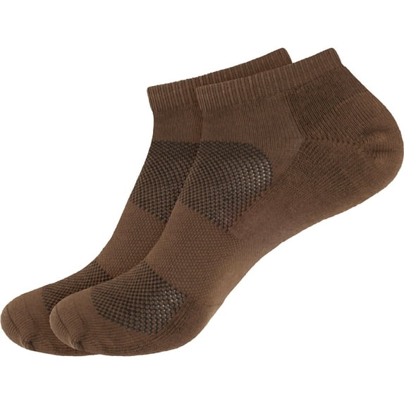 Women's Rayon from Bamboo Fiber Colored Sports Superior Wicking Athletic Ankle Socks - Brown - 2 Pairs - Size 4-9