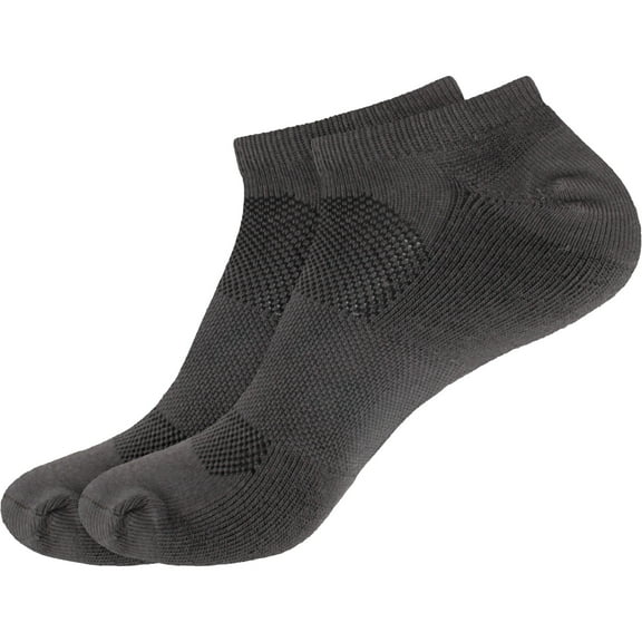 Women's Rayon from Bamboo Fiber Colored Sports Superior Wicking Athletic Ankle Socks - Charcoal Grey - 2 Pairs - Size 10-13