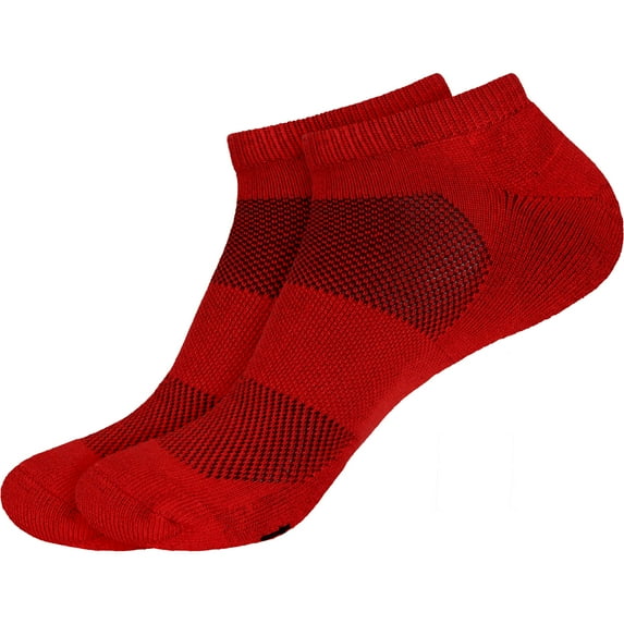Women's Rayon from Bamboo Fiber Colored Sports Superior Wicking Athletic Ankle Socks - Cherry Red - 2 Pairs - Size 10-13