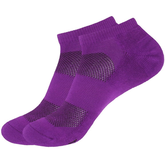 Women's Rayon from Bamboo Fiber Colored Sports Superior Wicking Athletic Ankle Socks - Purple - 2 Pairs - Size 10-13
