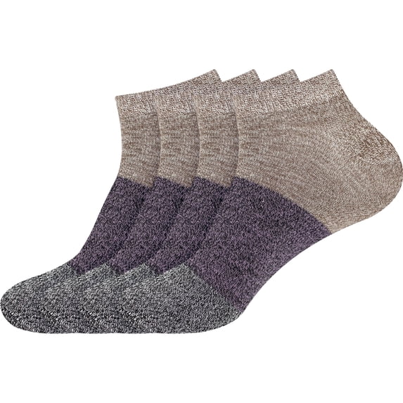 BambooMN Women's Rayon from Bamboo Classic Casual Ankle Socks - Brown Purple Black - Regular - 4 Pairs
