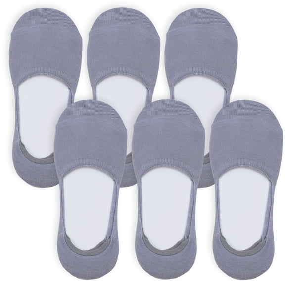 BambooMN Women's Rayon from Bamboo Fiber No Show Invisible Socks - Grey - 6 Pair Value Pack