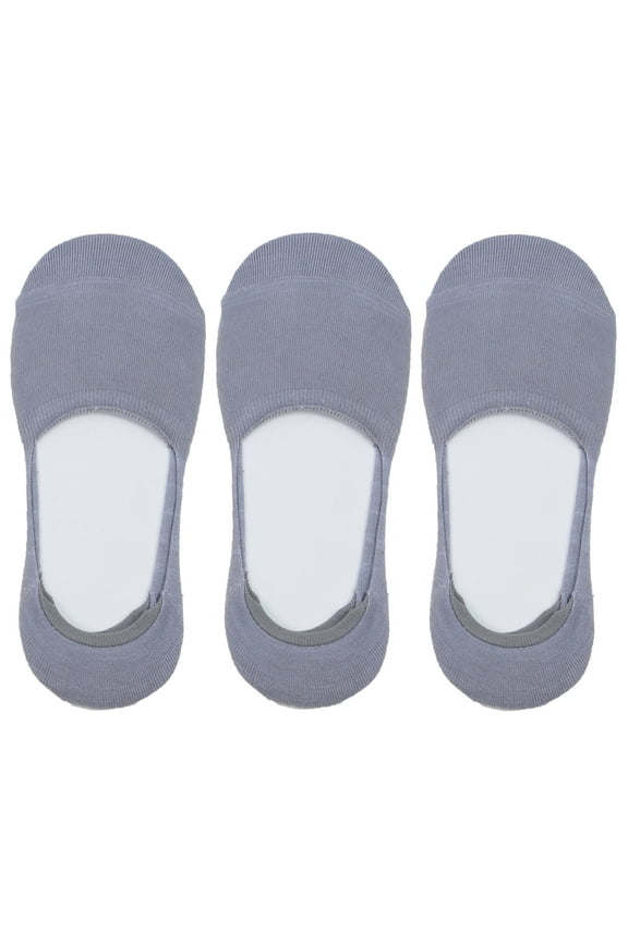 Women's Rayon from Bamboo Fiber No Show Invisible Sock Liners - M/L, Grey, 3 pr