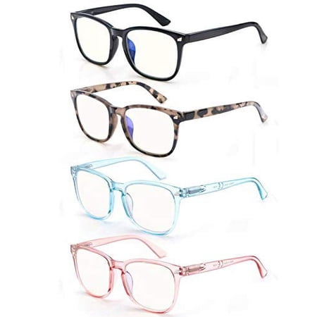 Women's Reading Glasses Blue Light Blocking Computer Readers +0.5 for Women Blue Ray Cheaters 4 Pack Anti Glare Reduce Eyestrain Protect Eyes