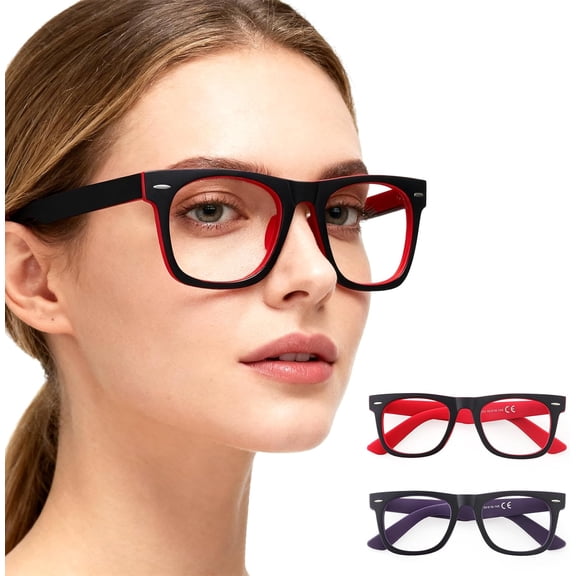 Women's Reading Glasses Blue Light Blokcing 2- - Small Square Frame Cheaters Men Computer Readers Anti-Glare
