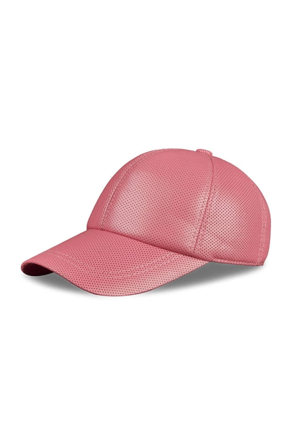 Women's Real Leather Baseball Cap Hat Girl's Brand New Leather Baseball Caps Hats Red Pink Color ,Fashion