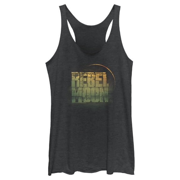 Women's Rebel Moon Dusty Logo Racerback Tank Top Black Heather 2X Large