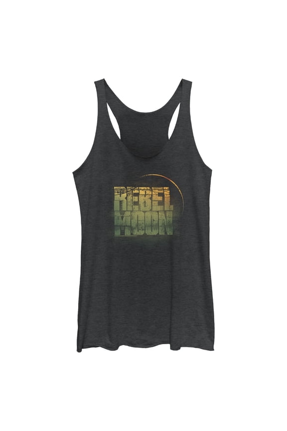 Women's Rebel Moon Dusty Logo  Racerback Tank Top Black Heather Medium
