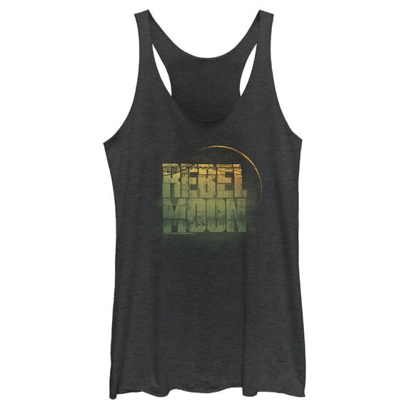 Women's Rebel Moon Dusty Logo Racerback Tank Top Black Heather Medium