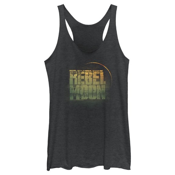 Women's Rebel Moon Dusty Logo  Racerback Tank Top Black Heather Small
