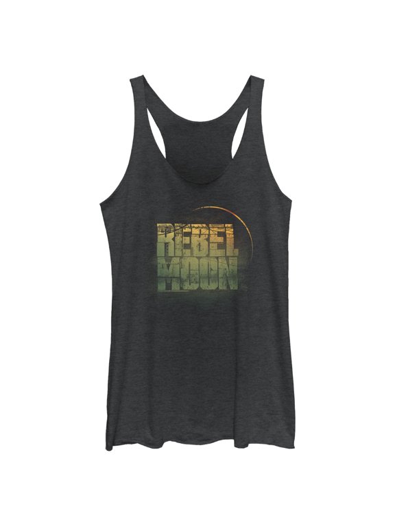 Women's Rebel Moon Dusty Logo Racerback Tank Top Black Heather X Large