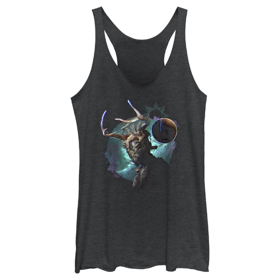 Women's Rebel Moon Jimmy Under the Night Sky  Racerback Tank Top Black Heather Medium