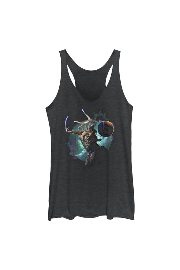 Women's Rebel Moon Jimmy Under the Night Sky Racerback Tank Top Black Heather Small