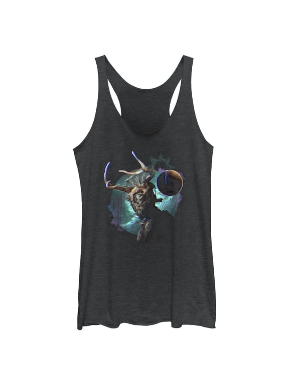 Women's Rebel Moon Jimmy Under the Night Sky Racerback Tank Top Black Heather Small