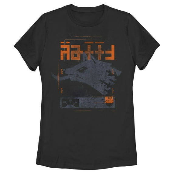 Women's Rebel Moon Wolf Badge Graphic Tee Black Large