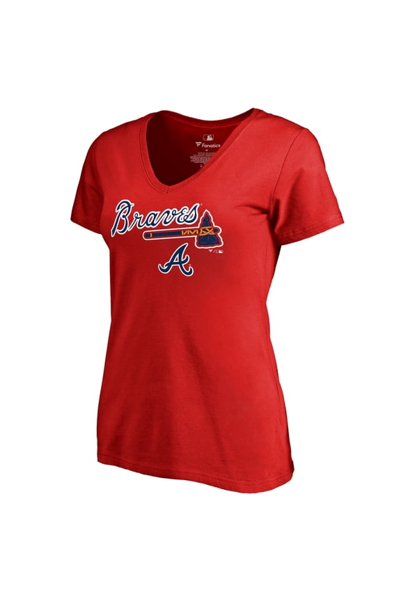 Women's Red Atlanta Braves Team Lockup T-Shirt