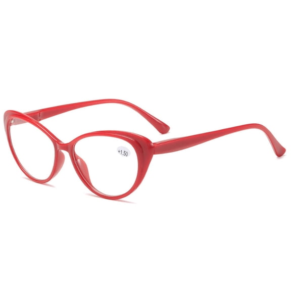 Women's Red Cat Eye Reading Glasses 1.50 Spring Hinge Plastic Lightweight Readers +1.50