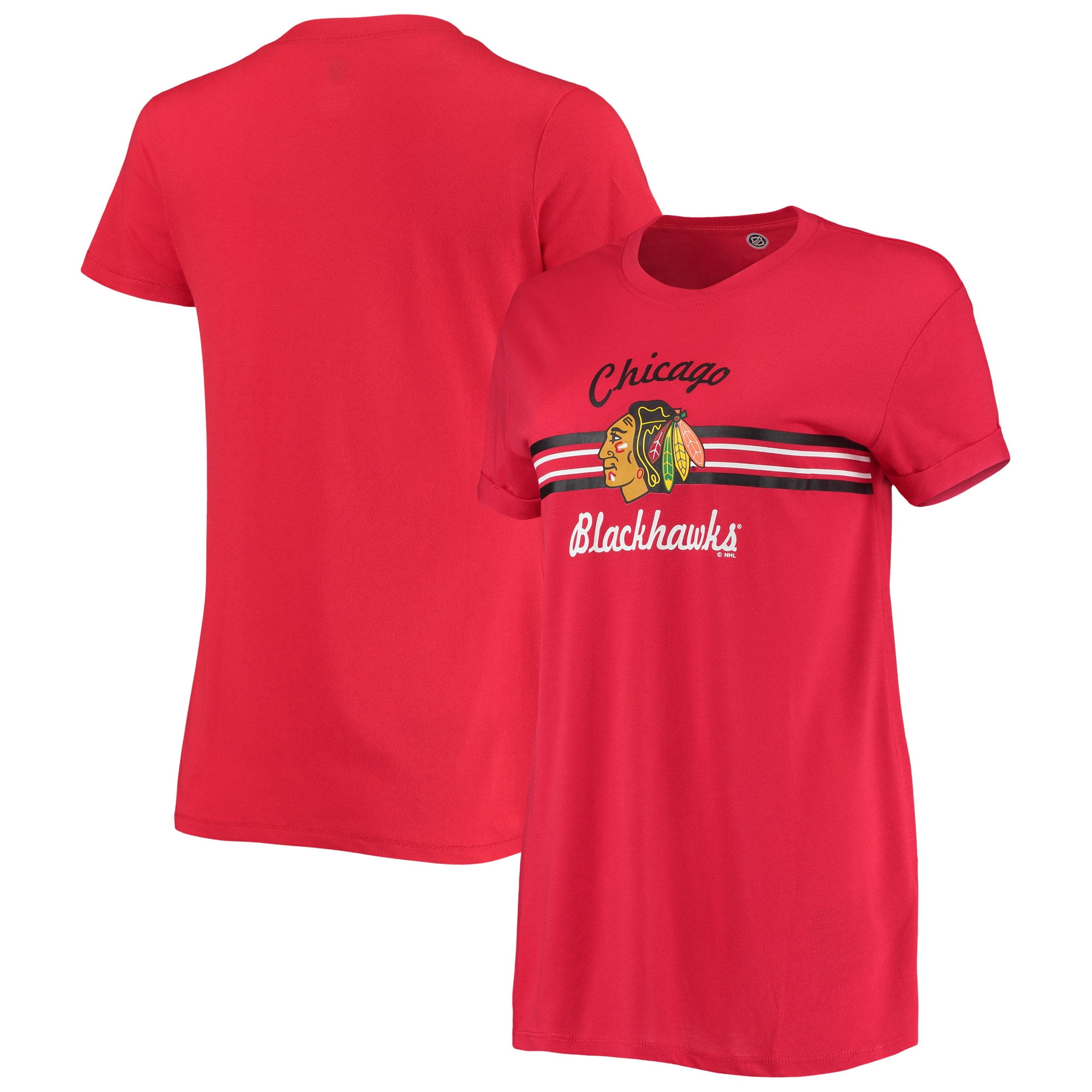 Women s Red Chicago Blackhawks Relaxed Fit Cuffed T Shirt Walmart