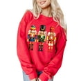 thumbnail image 1 of Women's Red Christmas Metallic Nutcracker Graphic Crew Neck Sweatshirt - [ZhiHiMeRi] | (US 16-18)XL, 1 of 8