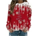 thumbnail image 1 of Women's Red Christmas Oversized Pullover Sweatshirt Holiday Xmas Sweater Top Funny Graphic Print Shirt, 1 of 5
