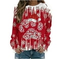 thumbnail image 1 of Women's Red Christmas Oversized Pullover Sweatshirt Holiday Xmas Sweater Top Funny Graphic Print Shirt, 1 of 6