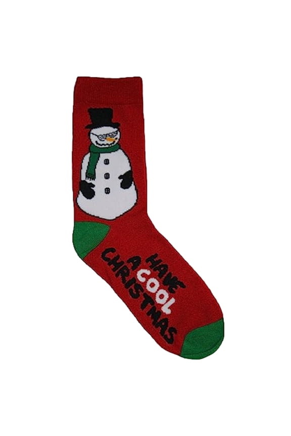 Women's Red Christmas Socks with Snowman - 9-11