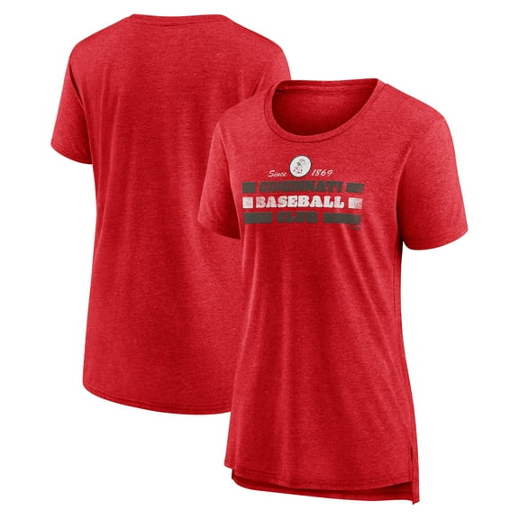 Women's Red Cincinnati Reds Power Swing Tri-Blend T-Shirt