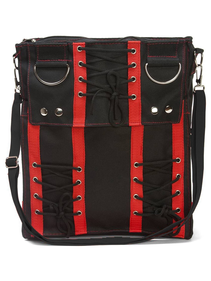 Gravity Threads Borsa A Tracolla Stile Corsetto Gotico Rockabilly - Viola/Nero, Tela Robusta