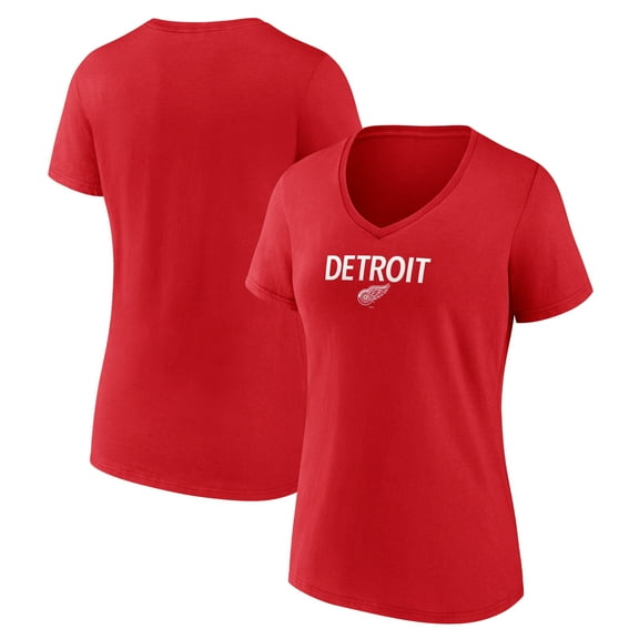 Women's  Red Detroit Red Wings Primary Logo V-Neck T-Shirt