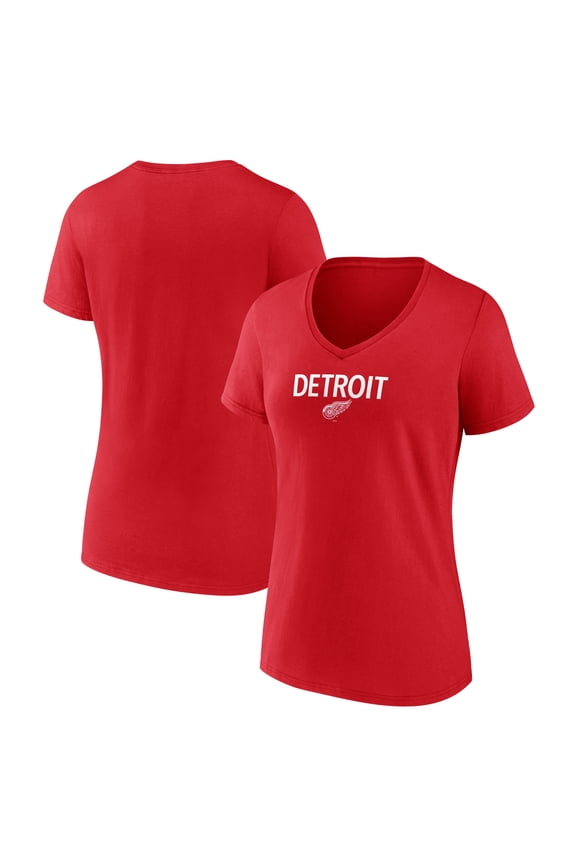 Women's Red Detroit Red Wings Primary Logo V-Neck T-Shirt